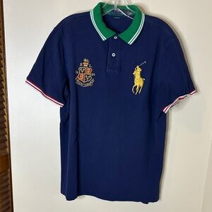 Ralph Lauren Navy Polo with Green Collar